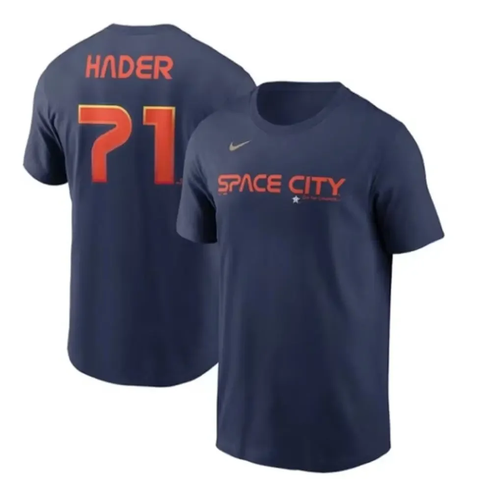 NIKE Women's Josh Hader Houston City Connect Player T Shirt Small Navy NWT